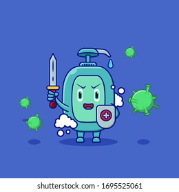 character liquid soap war with virus