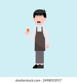 Character Of Little Boy Barista