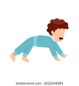 Character Of Little Boy Stretching 