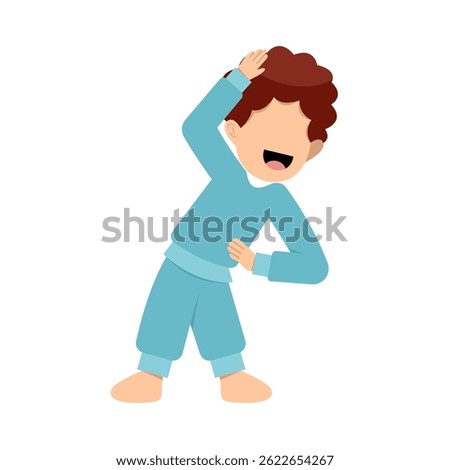 Character Of Little Boy Stretching 