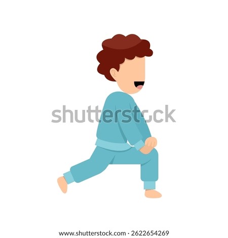 Character Of Little Boy Stretching 
