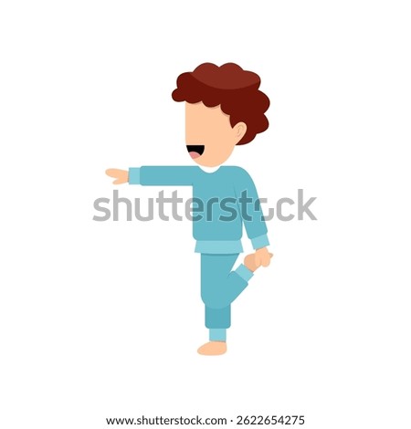Character Of Little Boy Stretching 