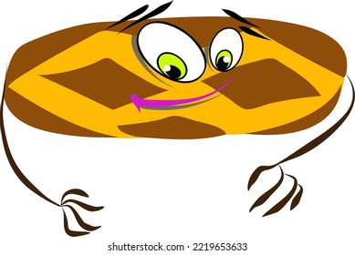 The character is a loaf of bread. A character with emotions and pens. Vector graphics.