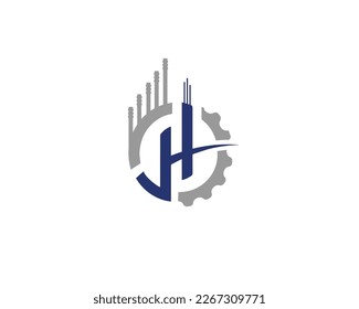 Character logo design H The logo can be used in the field of concrete, construction and real estate services