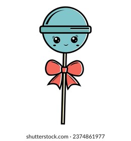 Character Lollipop kawaii, color vector illustration in cartoon style