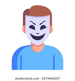 Character with long teeth, a flat icon of vampire 