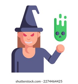 Character with long teeth, a flat icon of vampire 