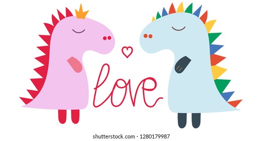 Character love dinosaurs. Dino character. Reptile animal. Cute dinosaurs design. Cute baby stegosaurus dinosaur. Dinosaur love. Dinosaur cartoon collection set vector illustration.