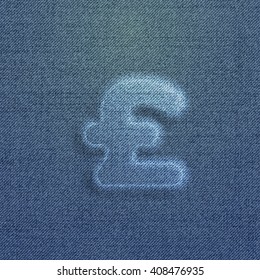 A character made by denim, from a typeface, vector