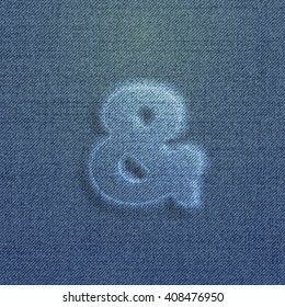 A character made by denim, from a typeface, vector