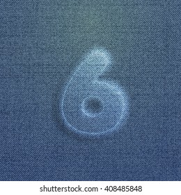 Character made by denim, from a typeface, vector