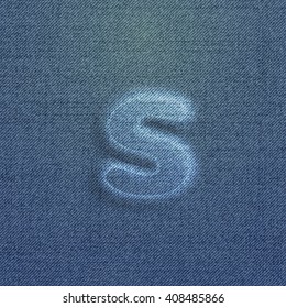 Character made by denim, from a typeface, vector