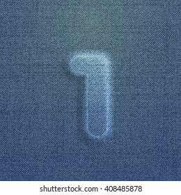 Character made by denim, from a typeface, vector