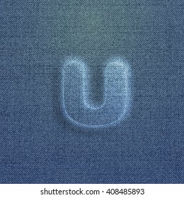 Character made by denim, from a typeface, vector
