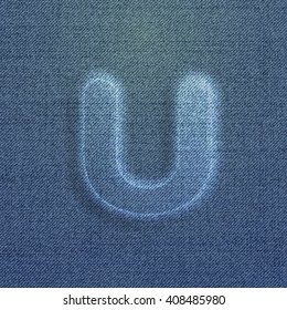 Character made by denim, from a typeface, vector