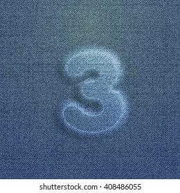 Character made by denim, from a typeface, vector