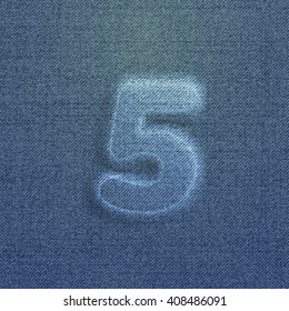 Character made by denim, from a typeface, vector