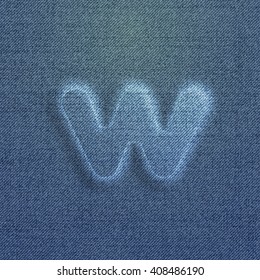 Character made by denim, from a typeface, vector