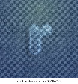 Character made by denim, from a typeface, vector