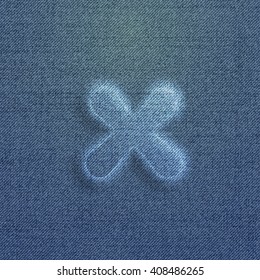 Character made by denim, from a typeface, vector