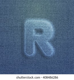 Character made by denim, from a typeface, vector