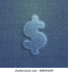 Character made by denim, from a typeface, vector