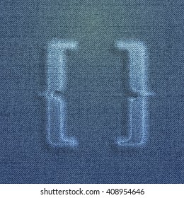 Character made by denim, from a typeset, vector