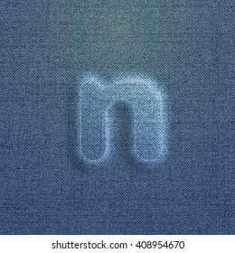Character made by denim, from a typeset, vector