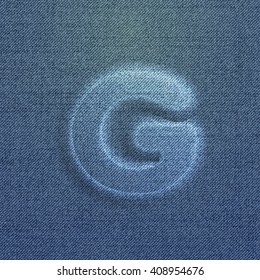 Character made by denim, from a typeset, vector