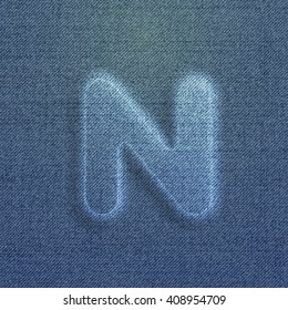 Character made by denim, from a typeset, vector