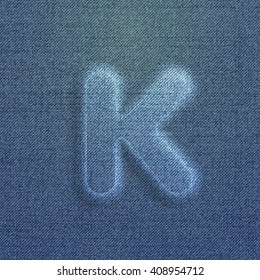 Character made by denim, from a typeset, vector