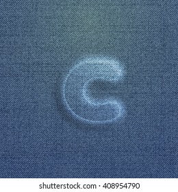 Character made by denim, from a typeset, vector
