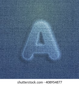 Character made by denim, from a typeset, vector