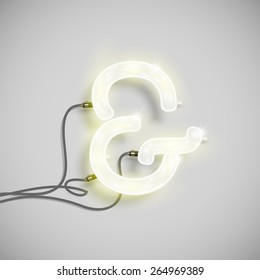 Character made by neon font, vector