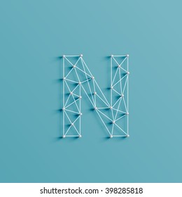 Carácter hecho por clavijas y líneas que forman red, 3D y realista, vector