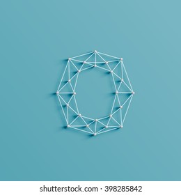 A character made by pins and lines forming net, 3D and realistic, vector