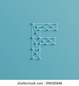 A character made by pins and lines forming net, 3D and realistic, vector