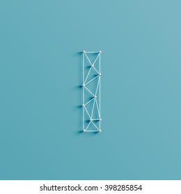 Ein Zeichen, hergestellt aus Pins und Linien, die Netz, 3D und realistisch, Vektorillustration bilden