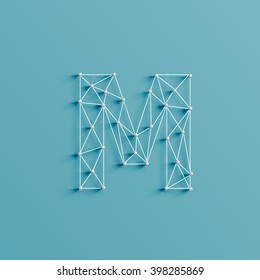 A character made by pins and lines forming net, 3D and realistic, vector