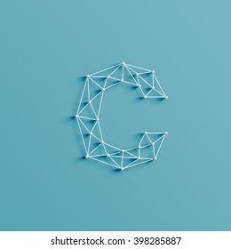 A character made by pins and lines forming net, 3D and realistic, vector