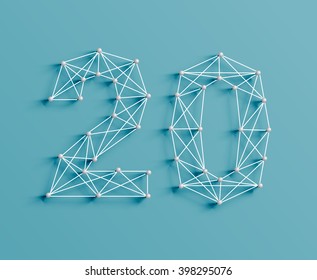 A character made by pins and lines, 3D and realistic, vector