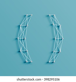 A character made by pins and lines, 3D and realistic, vector