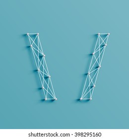 A character made by pins and lines, 3D and realistic, vector