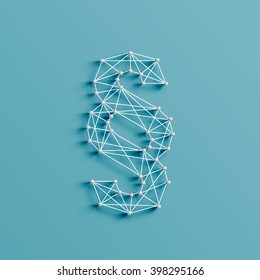 A character made by pins and lines, 3D and realistic, vector