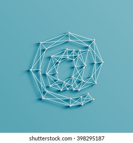 A character made by pins and lines, 3D and realistic, vector