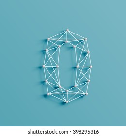 A character made by pins and lines, 3D and realistic, vector