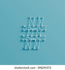 A character made by pins and lines, 3D and realistic, vector