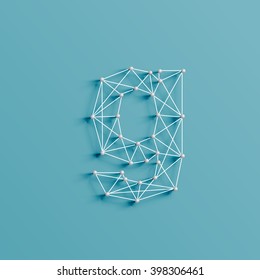 Character made by pins and lines, 3D and realistic, vector