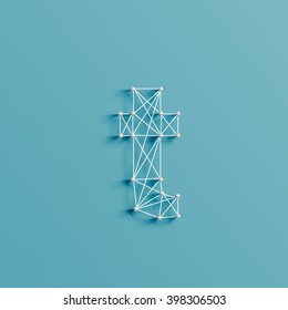 Character made by pins and lines, 3D and realistic, vector