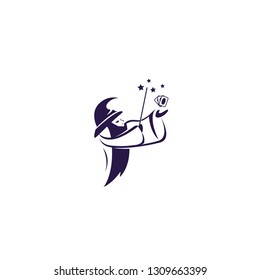 Character Magic Logo
With Card Tarots and Card Game use hat wizard